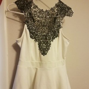 Black and white dress blouse